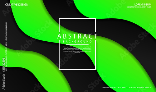 Abstract modern graphic element. Dynamical colored forms and waves. Futuristic design for poster, banner, flyer, ect. Colorful geometric background with mixing black and green color for landing page