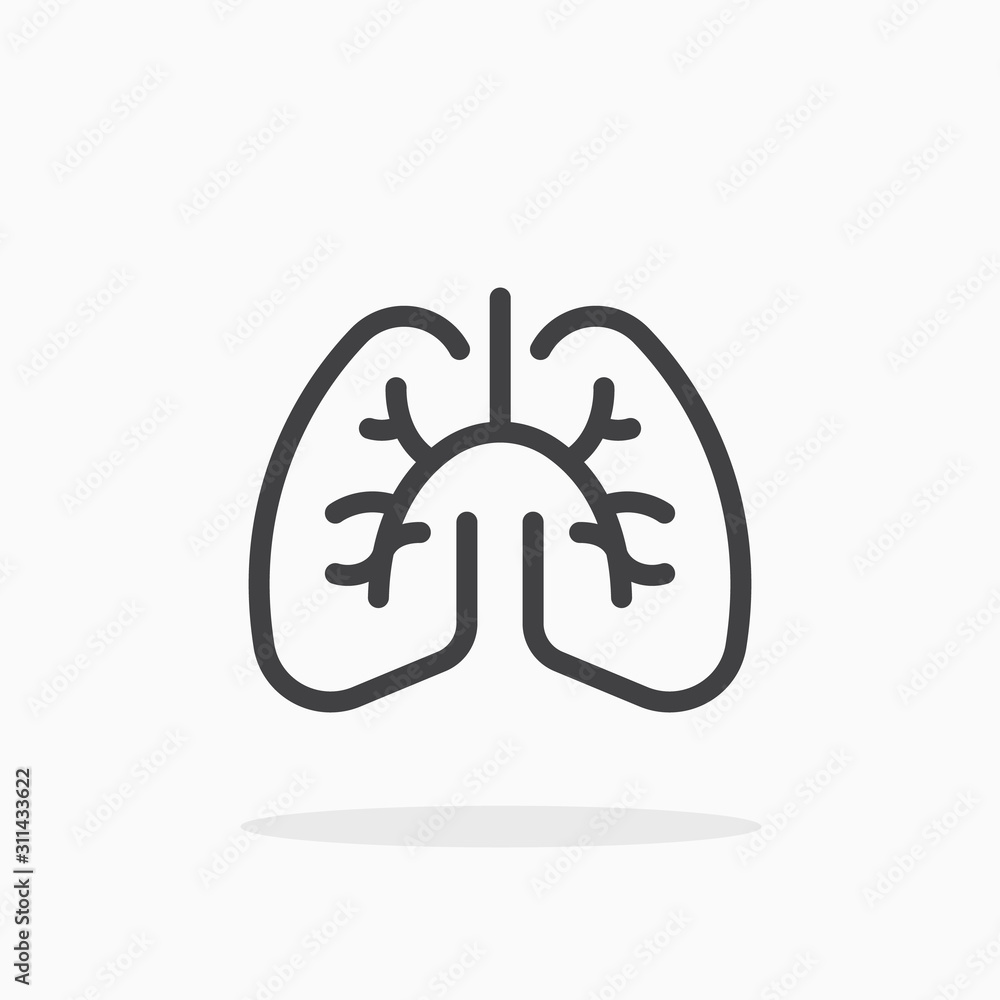 Lungs icon in line style. Editable stroke. Lungs icon in line style. Editable stroke.