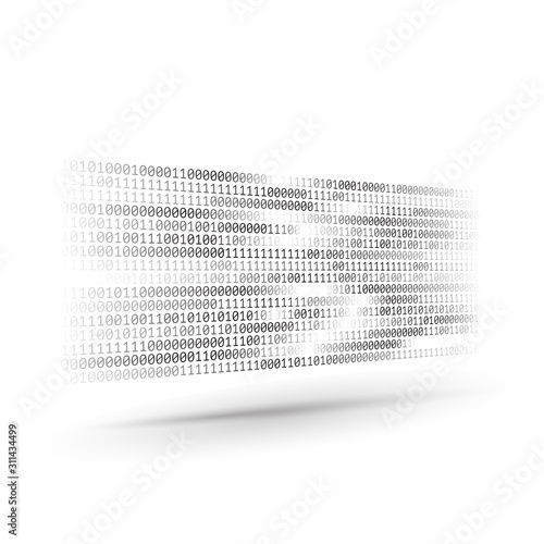 Halftone binary code. Information and data stream. Abstract computer technology background. Dynamic elements for design. Coding, programing, software development. Vector illustration.