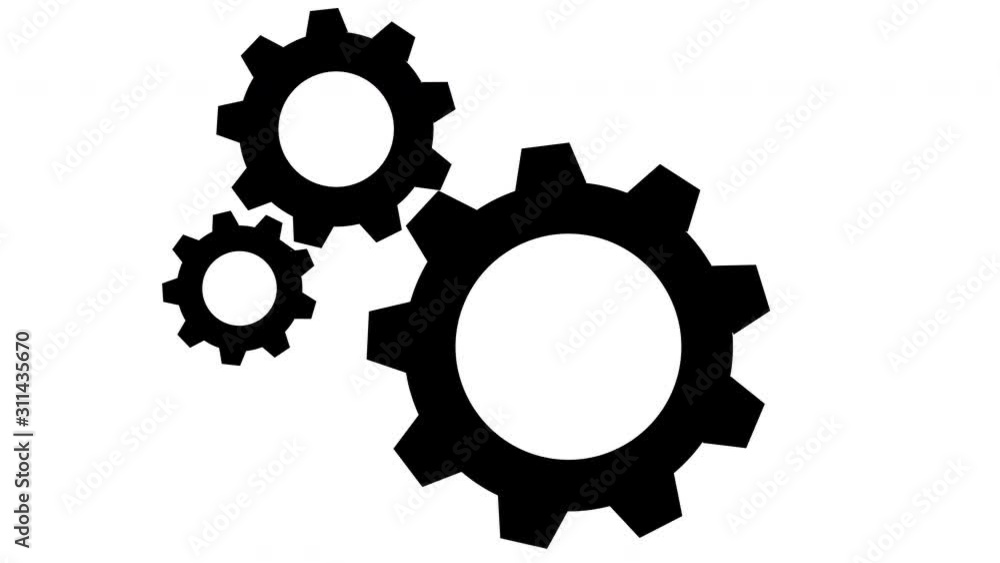 Gear animation with 3 rotating gears of different sizes Gear animation with 3 rotating gears of different sizes