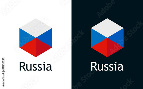 Russia flag in flat minimal...