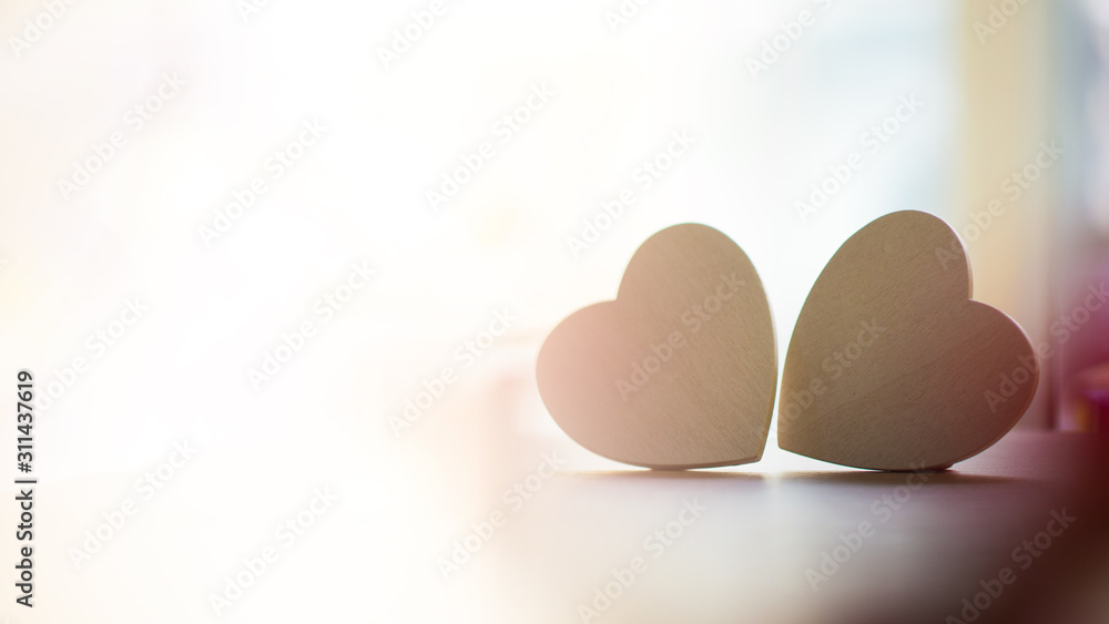 Close-up picture, focusing on double hearts, with copy space Close-up picture, focusing on double hearts, with copy space