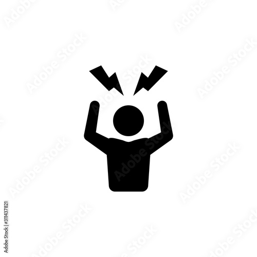 Angry person icon frustrated anger man stress headache symbol