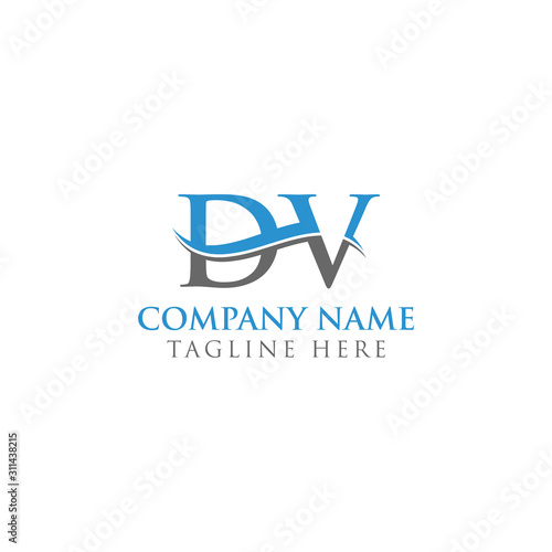 Initial DV Water Wave Letter Logo With Creative Modern Typography Vector Template. DV Logo Design