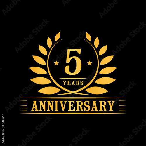 5 years logo design template. Anniversary vector and illustration template.