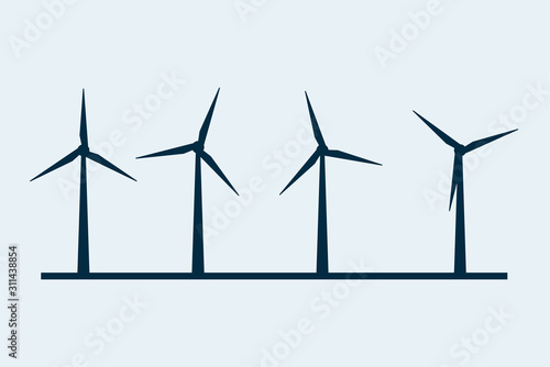 Wind vector turbine icon. Wind power energy turbine silhouette illustration tower windmill