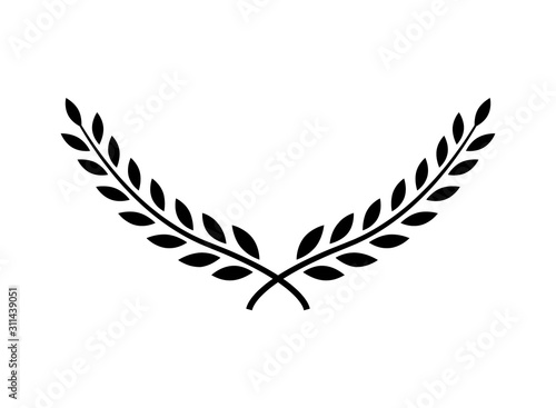 Laurel wreath vector award branch victory icon. Winner laurel wreath vintage leaf emblem