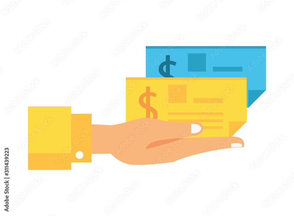 hand with check banknote paper hand with check banknote paper