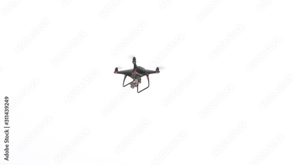 Drone flying aganst white background Drone flying aganst white background