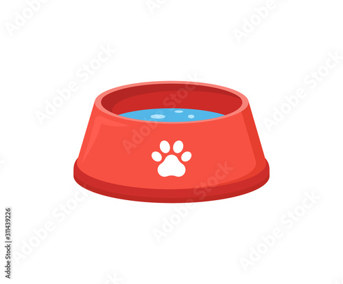 Pet food bowl for dog cat vector icon. Pet plate isolated flat feed bowl