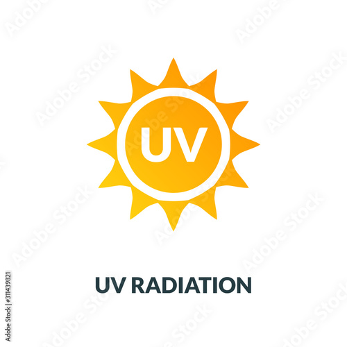 UV radiation sun block icon. Solar ultraviolet uv radiation logo