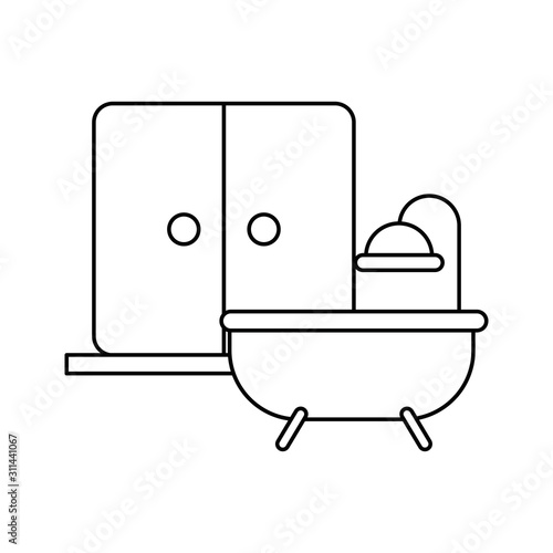 house door with bathtube icon