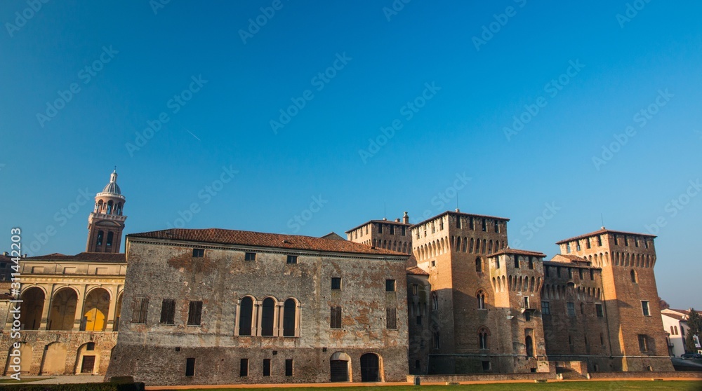 Medieval fortress, Gonzaga Saint George (Giorgio) castle in Italy, Mantua (Mantova)