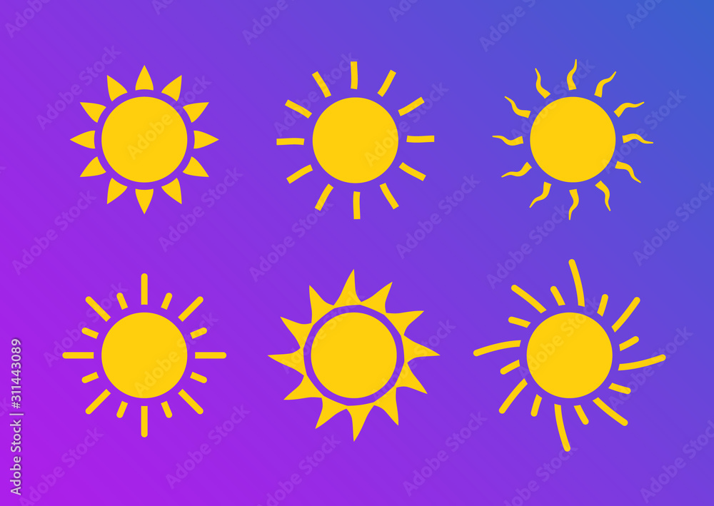 Sun icon symbol illustration, Sunlight design weather. Flat sunshine isolated set of sun logo Sun icon symbol illustration, Sunlight design weather. Flat sunshine isolated set of sun logo