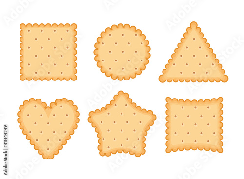 Biscuit cookie vector cartoon illustration. Vector biscuit cookie top view