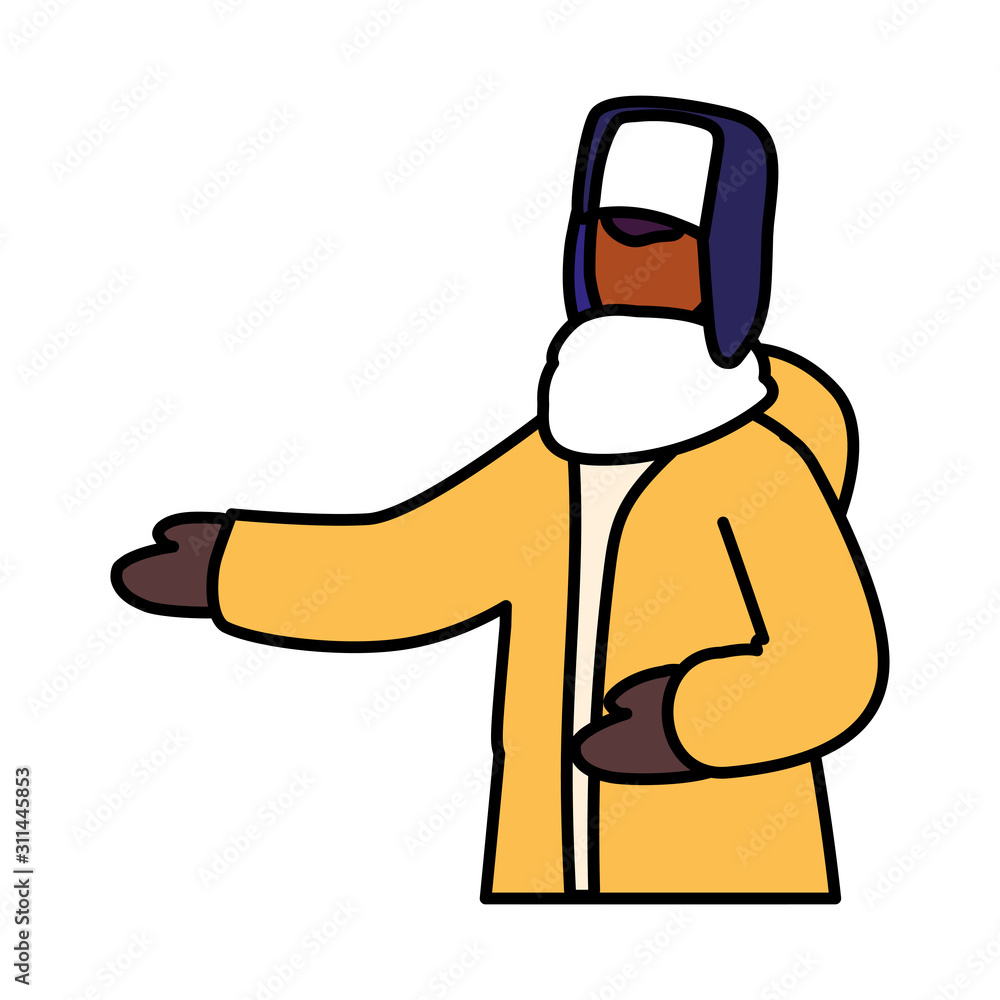 Naklejka premium man with winter clothes on white background