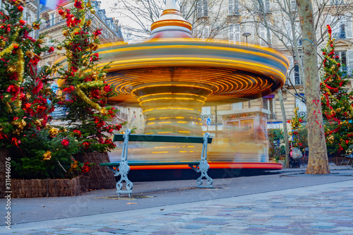 carousel in Paris during Christmas