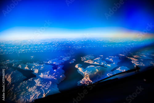Fototapeta Naklejka Na Ścianę i Meble -  Winter Greenland overflight