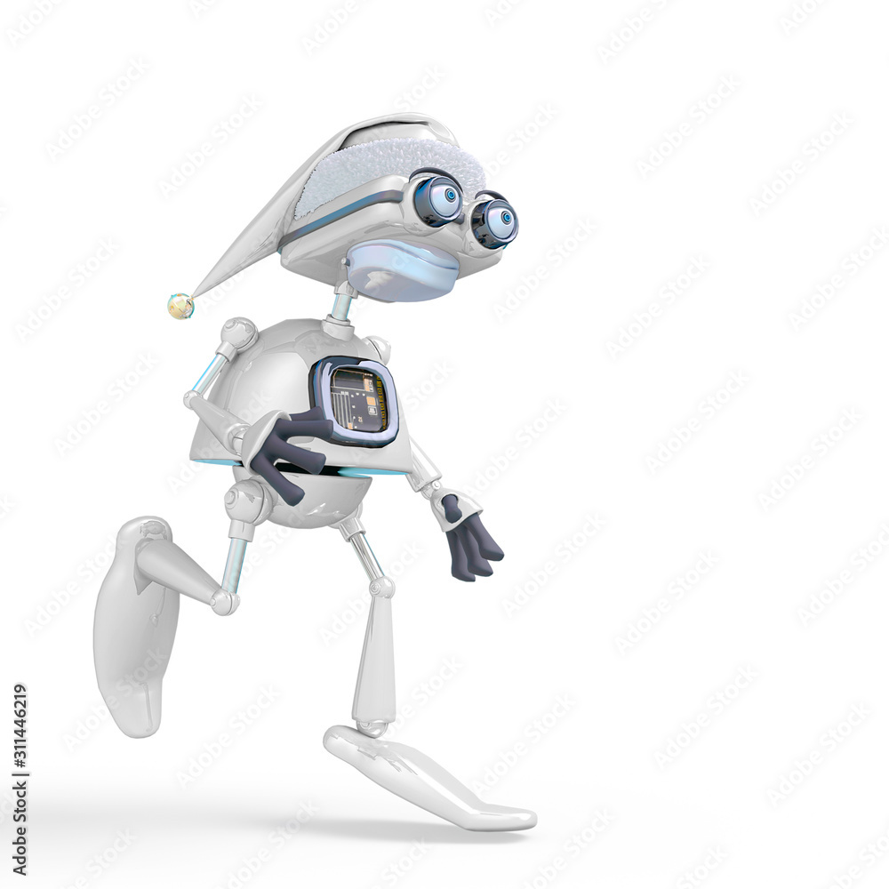 santa bot running for xmas in white background santa bot running for xmas in white background