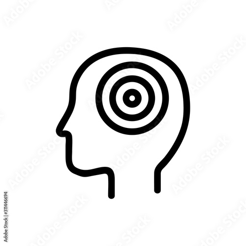 Headache icon vector. A thin line sign. Isolated contour symbol illustration