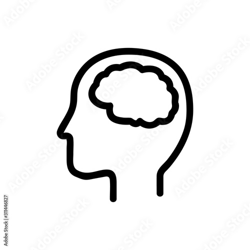 Headache icon vector. A thin line sign. Isolated contour symbol illustration