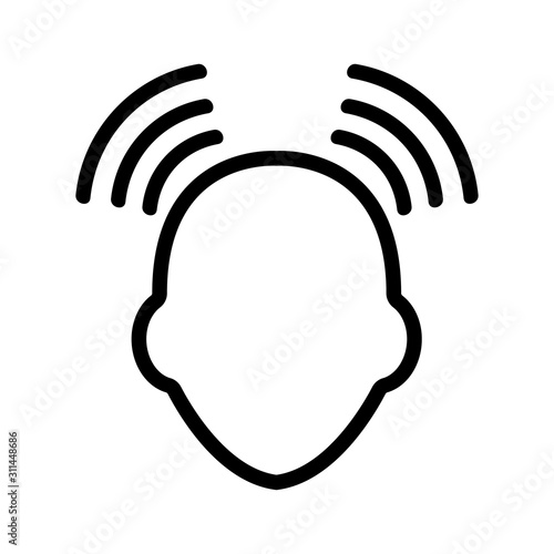 Headache icon vector. A thin line sign. Isolated contour symbol illustration