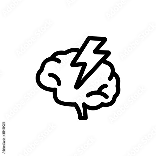 Headache icon vector. A thin line sign. Isolated contour symbol illustration