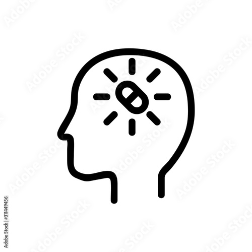 Headache icon vector. A thin line sign. Isolated contour symbol illustration