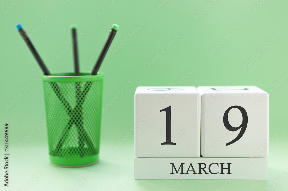 Desk calendar of two cubes for March 19 Desk calendar of two cubes for March 19