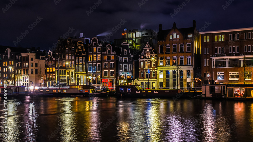 Amsterdam canals on a December night