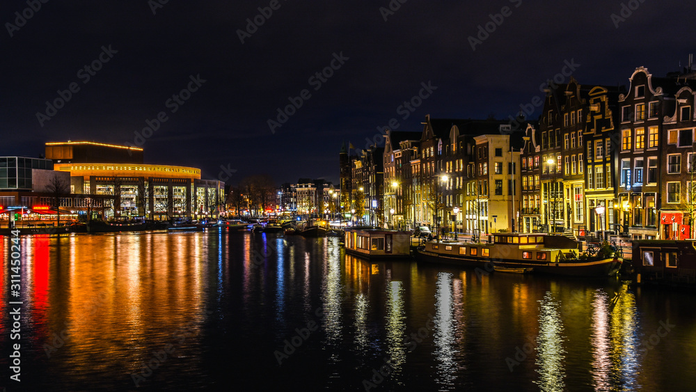 Amsterdam canals on a December night