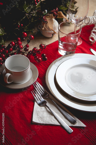 Christmas dinner table setting