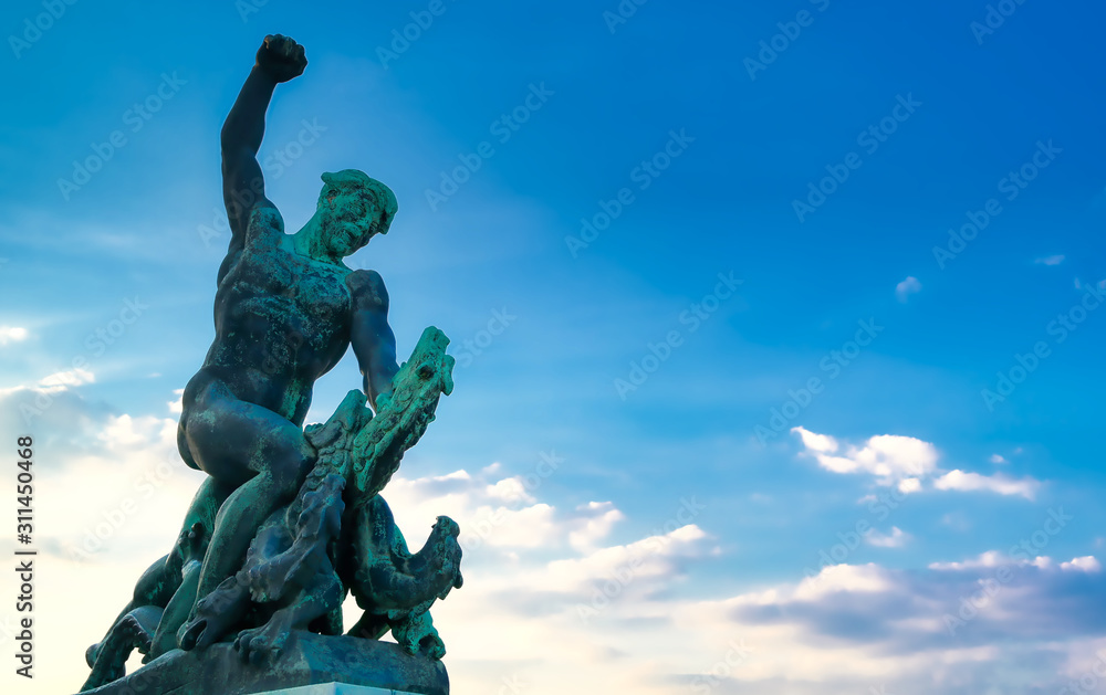 Freedom Statue on Gellert Hill in Budapest, Hungary.