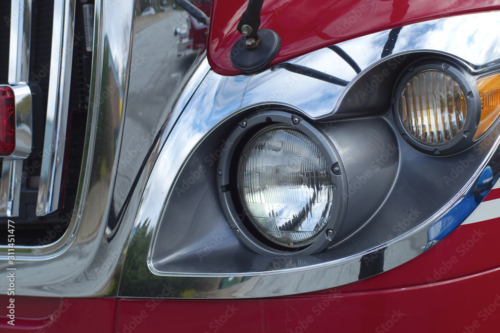 firefighter truck light front detail red vehicle