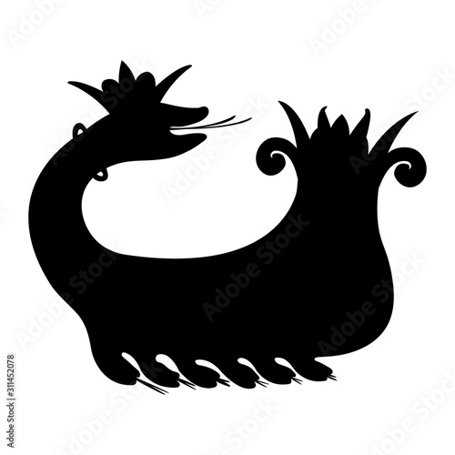 Foto A black silhouette of the mythical creature Shahmaran (or Shah Maran - half woman and half snake)