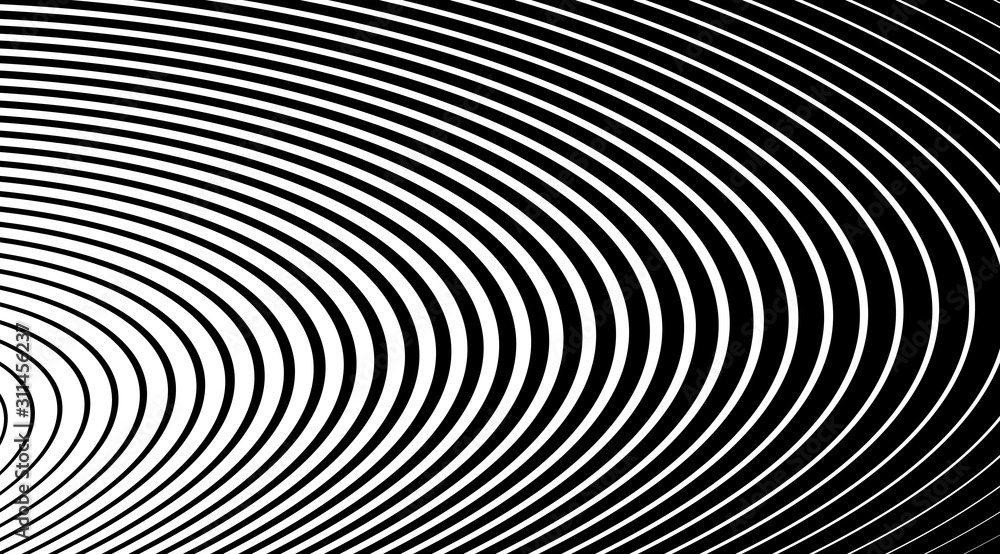 Optical illusion circle art abstract vector stripped background.