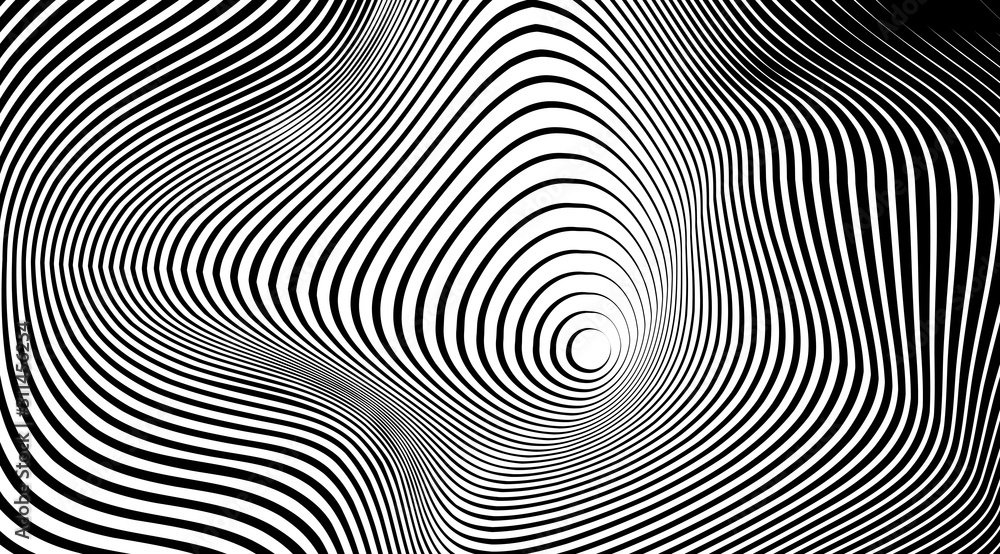 Optical illusion art abstract vector stripped background.