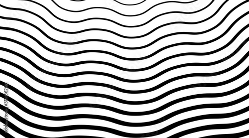 Wavy linear vector background. Black stripes.