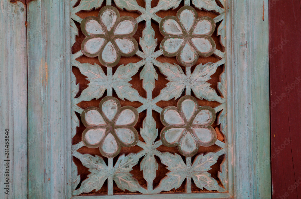 buddhist temple doors. korean traditional flower pattern buddhist temple doors. korean traditional flower pattern