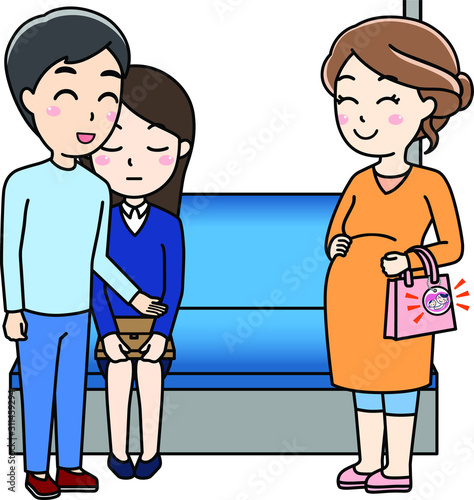 妊婦さんに席を譲る男性