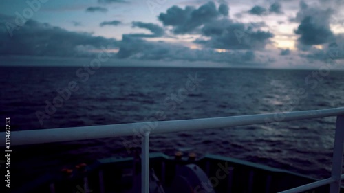 View from ship or vessel deck to open sea - beautiful seascape. photo