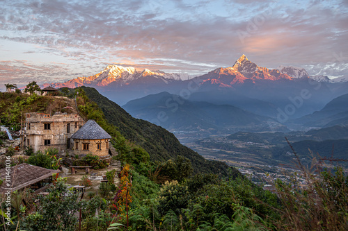Sunrise on the Himalayas Pokhara Nepal photo