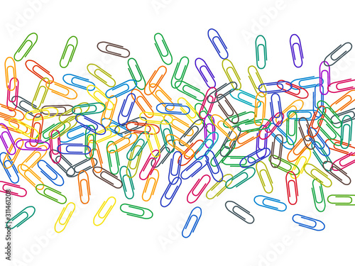 Stationary paperclips isolated on white background