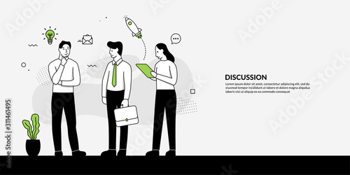 People discussion concept, teamwork for business solution program
