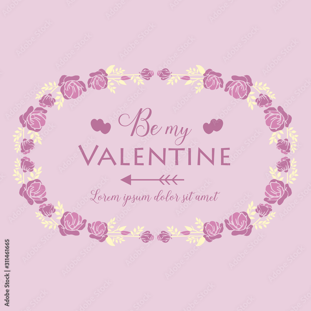 Elegant pink and white floral frame, for invitation card design happy valentine. Vector