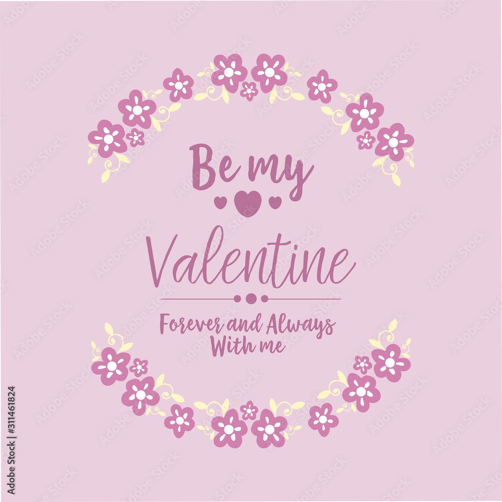 Ornate of pink floral frame beautiful, for greeting card design happy valentine. Vector