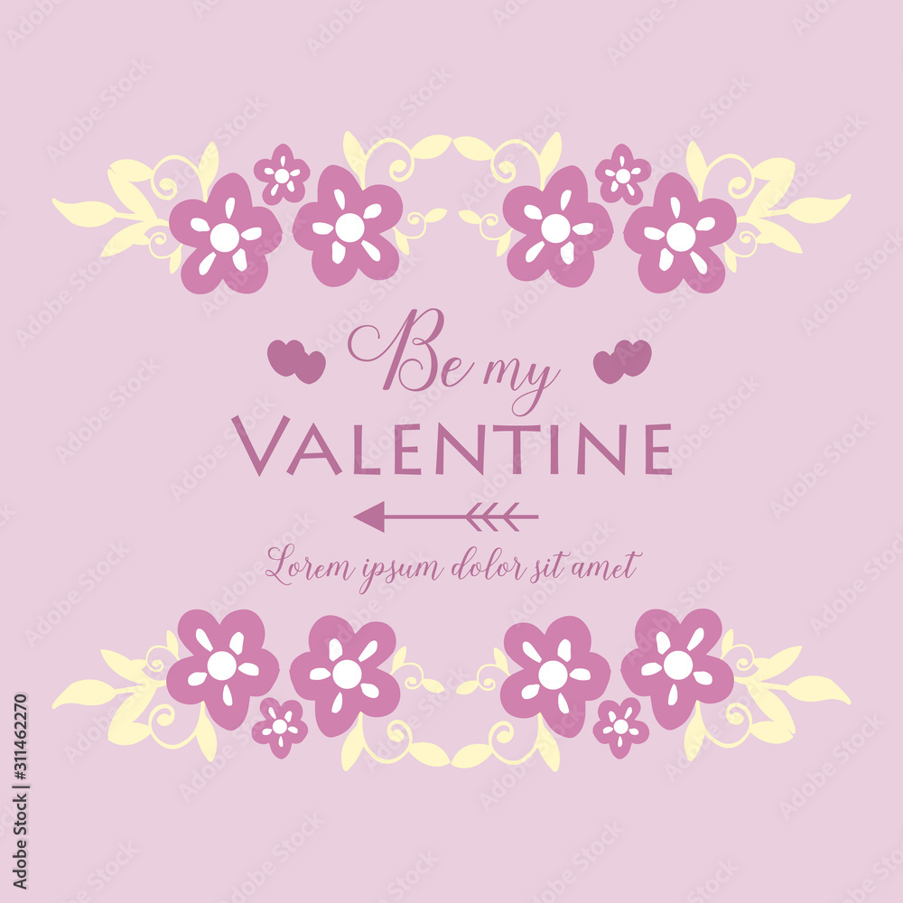 Elegant card happy valentine design, with beautiful pink and white wreath frame. Vector