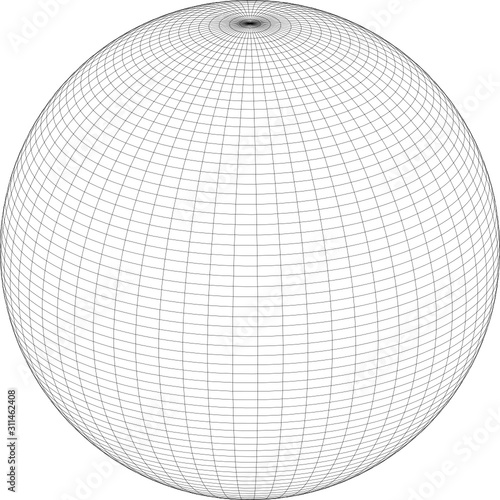 Wireframe sphere globe vector on white background