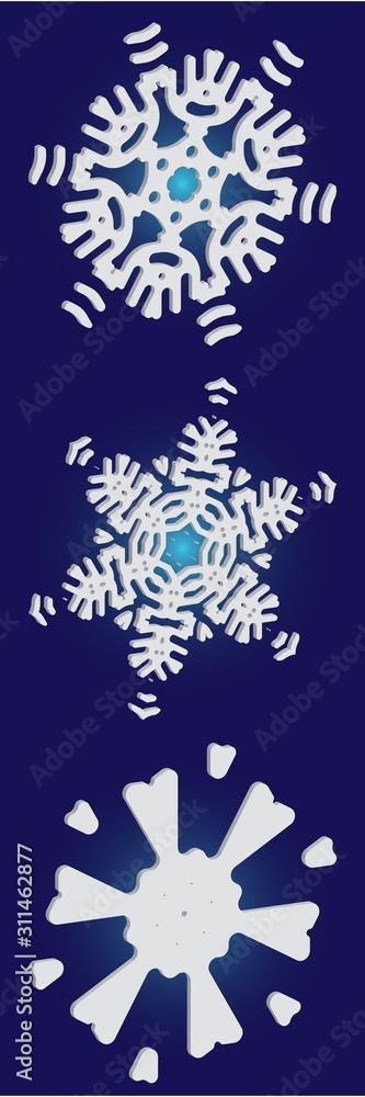 Kit of simple christmas snowflakes on blue background. Kit of simple christmas snowflakes on blue background.