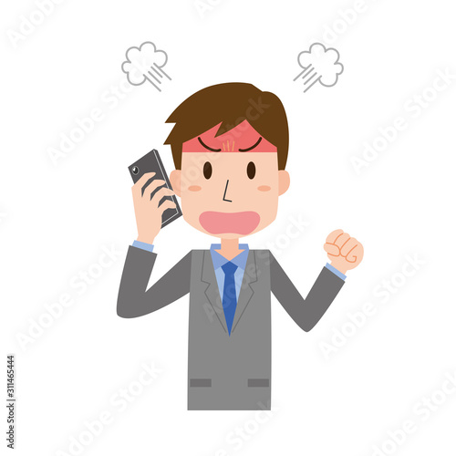 怒る　怒り　クレーム　文句　男性　電話